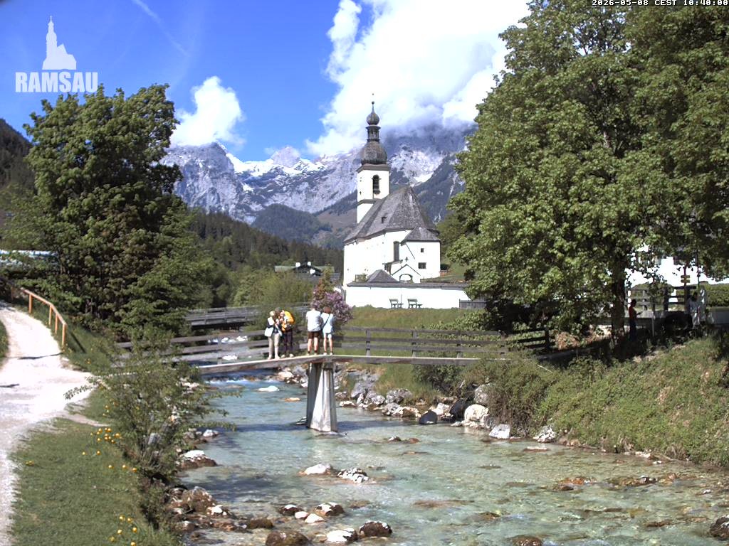 Archiv Foto Webcam Malerwinkel in Ramsau bei Berchtesgaden - Ortskirche St. Sebastian