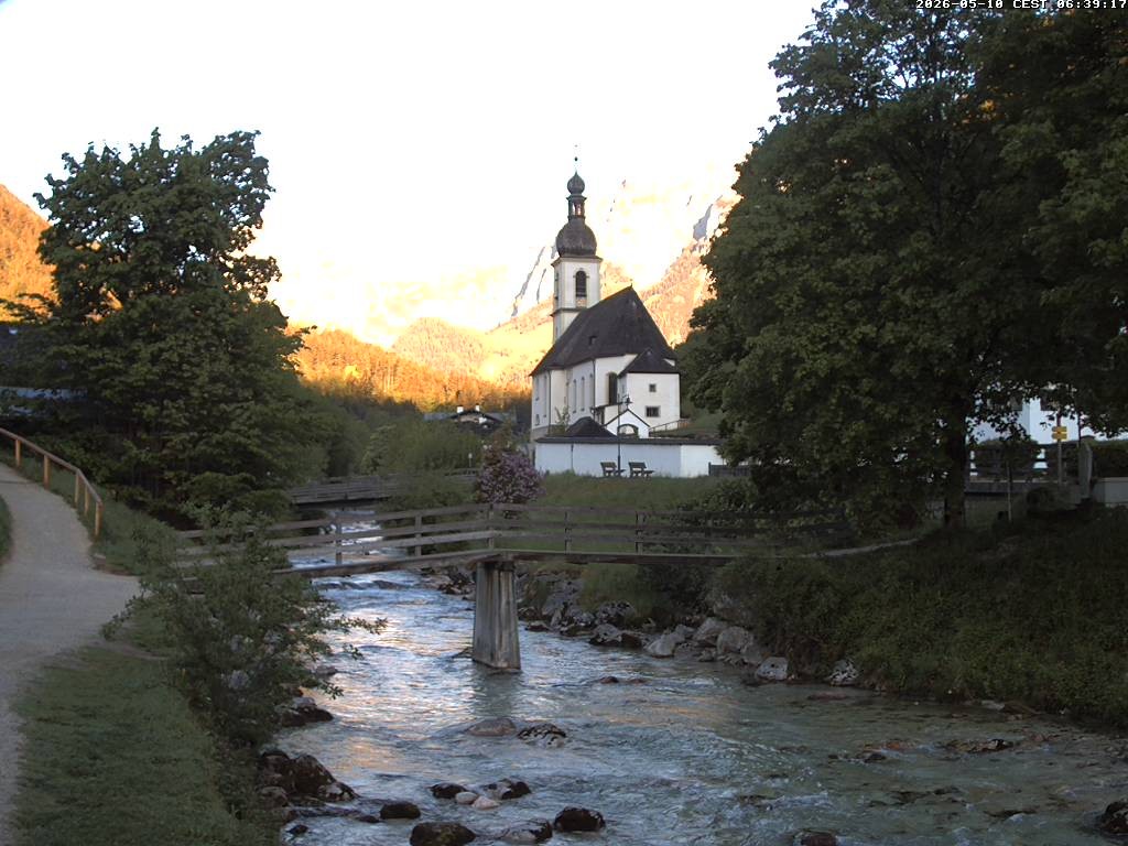 Archiv Foto Webcam Malerwinkel in Ramsau bei Berchtesgaden - Ortskirche St. Sebastian