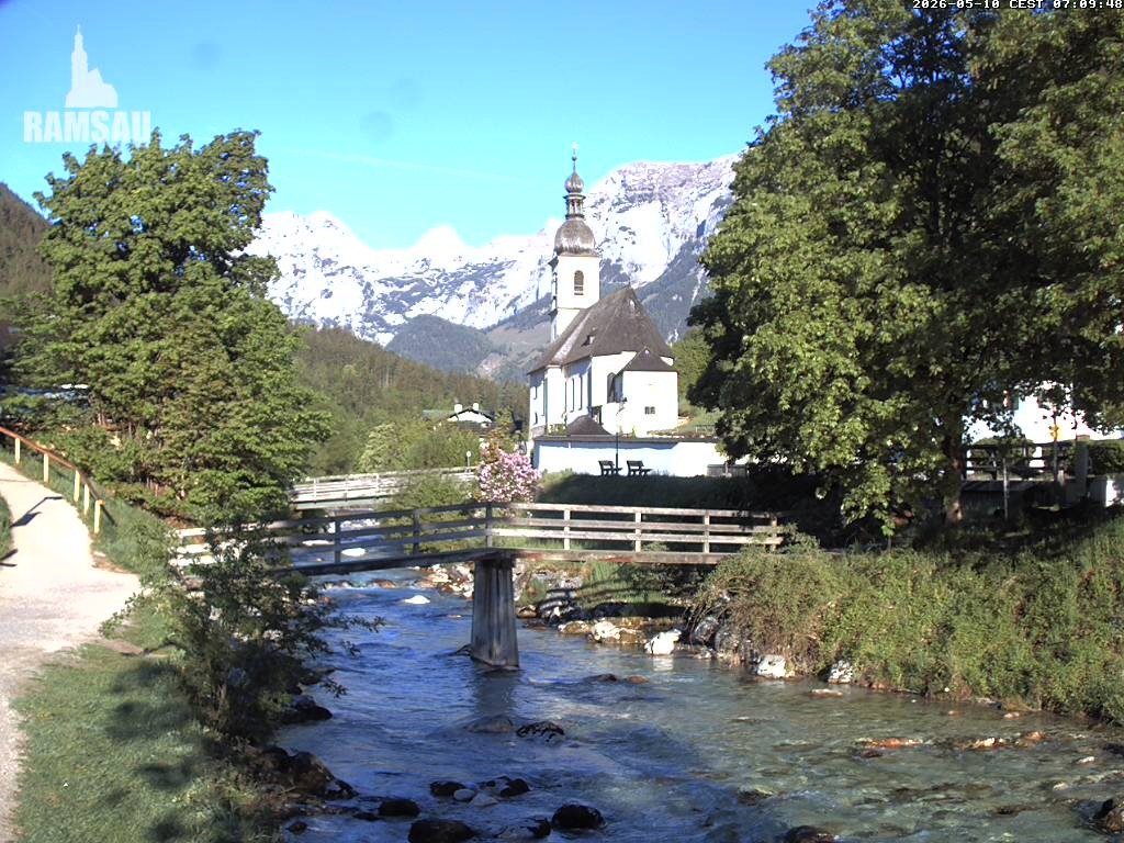 Archiv Foto Webcam Malerwinkel in Ramsau bei Berchtesgaden - Ortskirche St. Sebastian