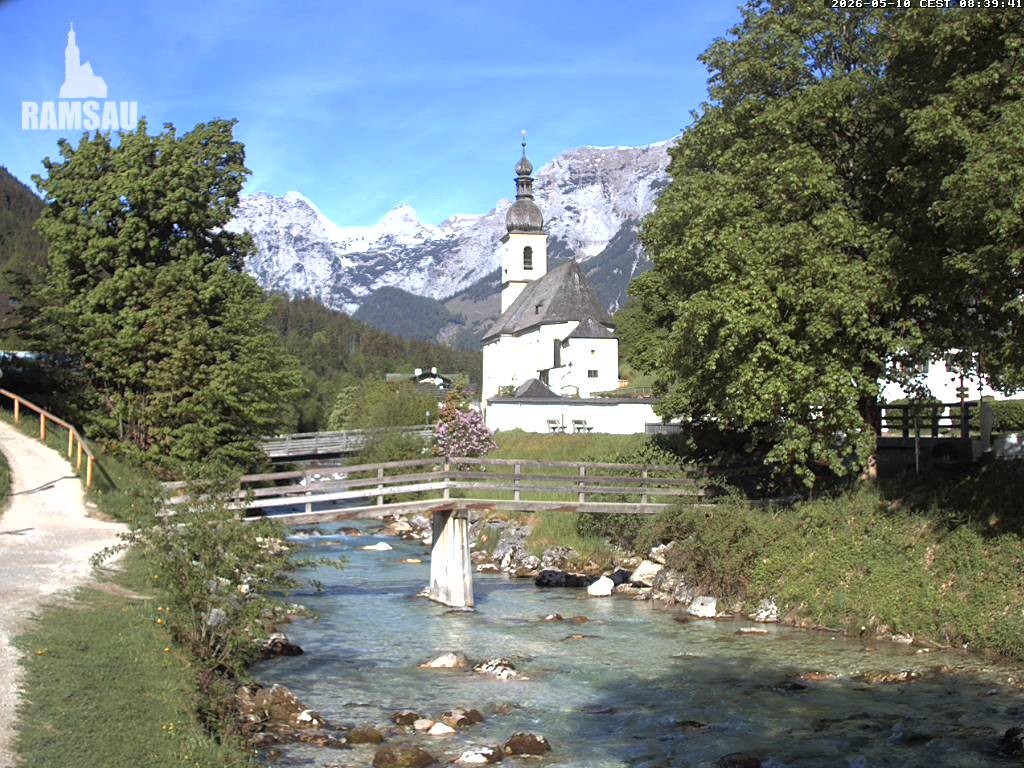 Archiv Foto Webcam Malerwinkel in Ramsau bei Berchtesgaden - Ortskirche St. Sebastian