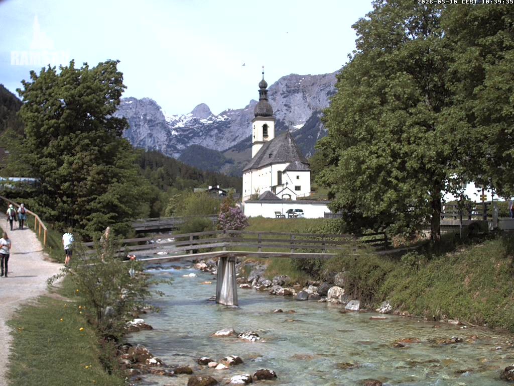 Archiv Foto Webcam Malerwinkel in Ramsau bei Berchtesgaden - Ortskirche St. Sebastian