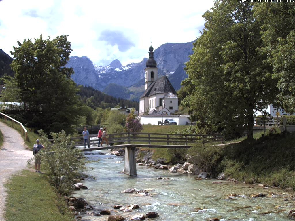 Archiv Foto Webcam Malerwinkel in Ramsau bei Berchtesgaden - Ortskirche St. Sebastian