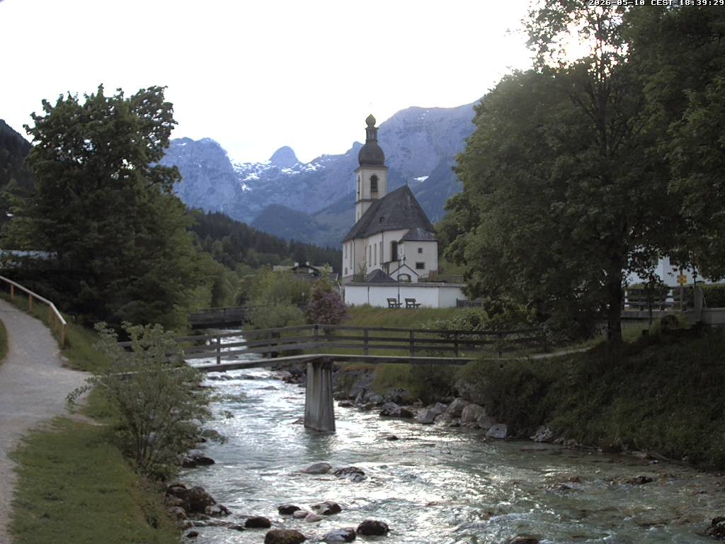Archiv Foto Webcam Malerwinkel in Ramsau bei Berchtesgaden - Ortskirche St. Sebastian