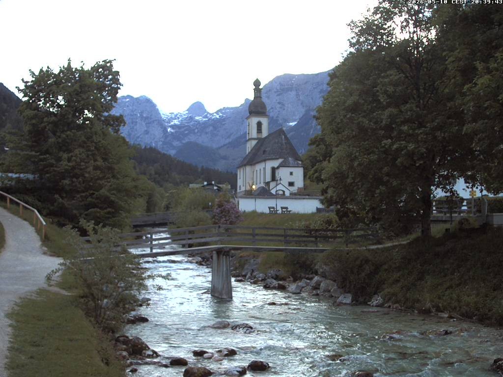Archiv Foto Webcam Malerwinkel in Ramsau bei Berchtesgaden - Ortskirche St. Sebastian