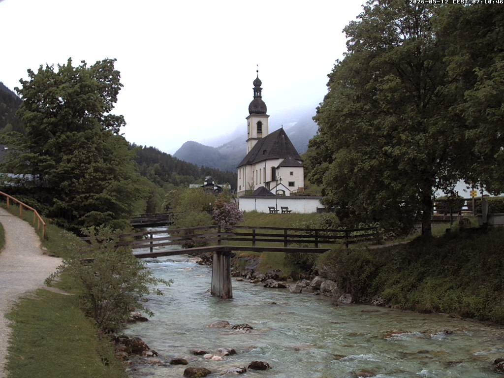 Archiv Foto Webcam Malerwinkel in Ramsau bei Berchtesgaden - Ortskirche St. Sebastian
