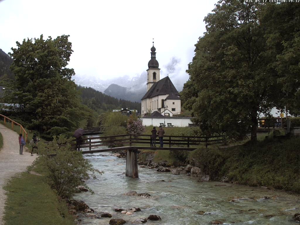 Archiv Foto Webcam Malerwinkel in Ramsau bei Berchtesgaden - Ortskirche St. Sebastian