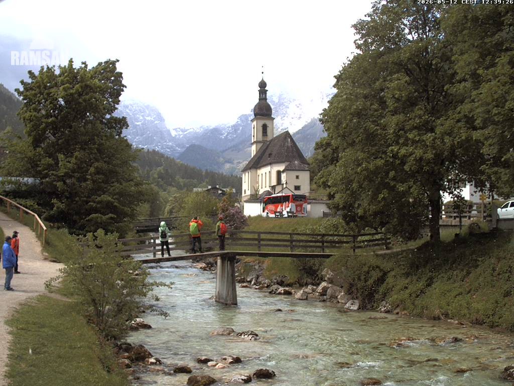 Archiv Foto Webcam Malerwinkel in Ramsau bei Berchtesgaden - Ortskirche St. Sebastian