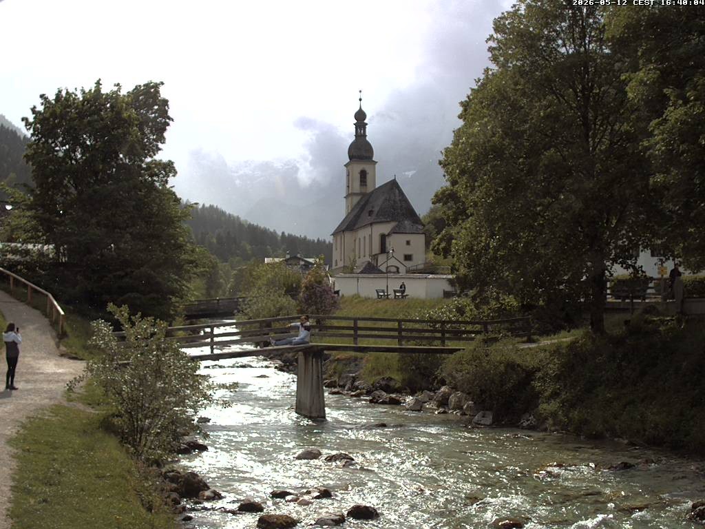 Archiv Foto Webcam Malerwinkel in Ramsau bei Berchtesgaden - Ortskirche St. Sebastian