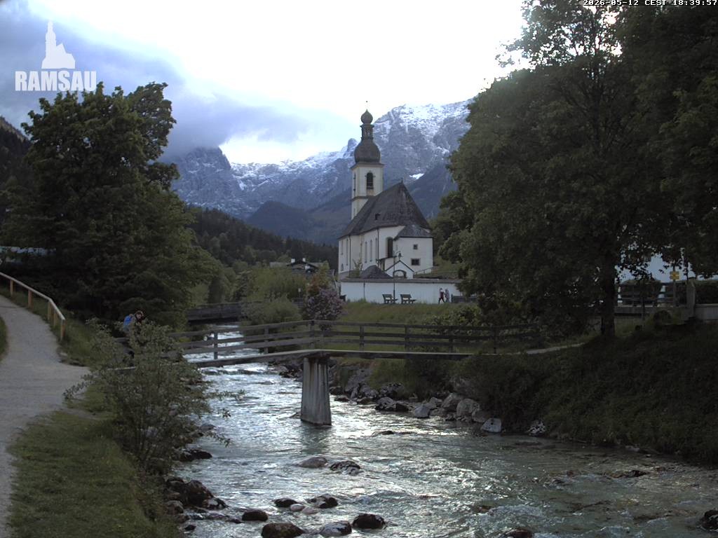Archiv Foto Webcam Malerwinkel in Ramsau bei Berchtesgaden - Ortskirche St. Sebastian