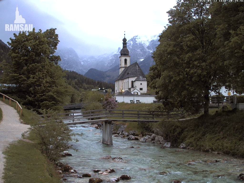 Archiv Foto Webcam Malerwinkel in Ramsau bei Berchtesgaden - Ortskirche St. Sebastian