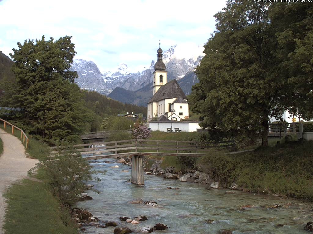 Archiv Foto Webcam Malerwinkel in Ramsau bei Berchtesgaden - Ortskirche St. Sebastian