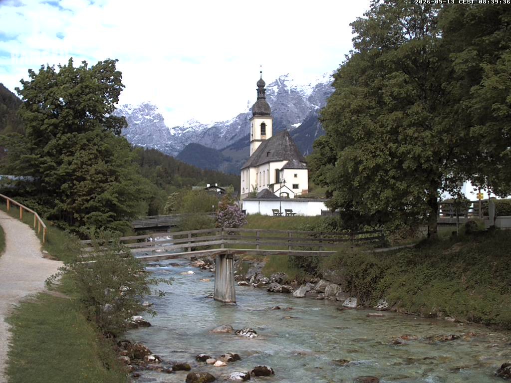Archiv Foto Webcam Malerwinkel in Ramsau bei Berchtesgaden - Ortskirche St. Sebastian