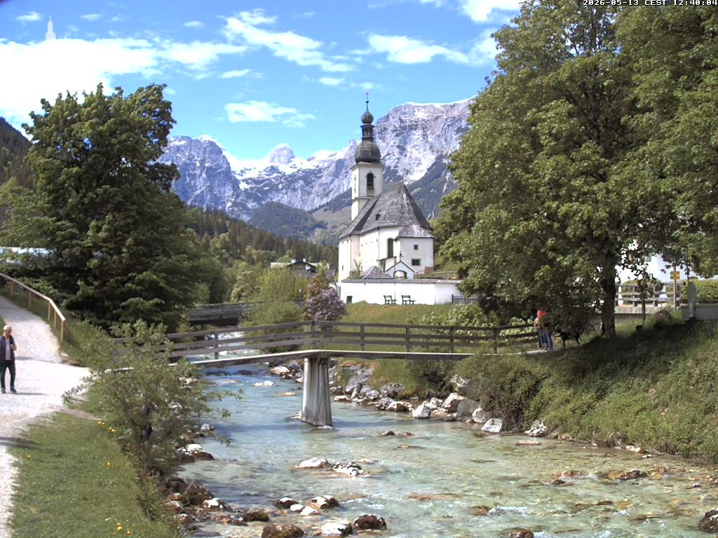 Archiv Foto Webcam Malerwinkel in Ramsau bei Berchtesgaden - Ortskirche St. Sebastian