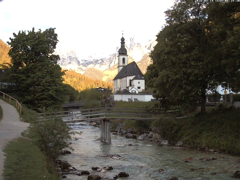 Archiv Foto Webcam Malerwinkel in Ramsau bei Berchtesgaden - Ortskirche St. Sebastian