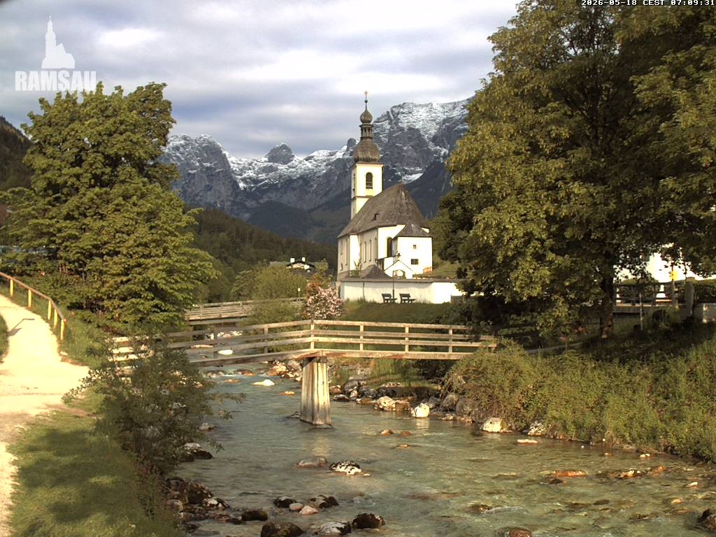 Archiv Foto Webcam Malerwinkel in Ramsau bei Berchtesgaden - Ortskirche St. Sebastian