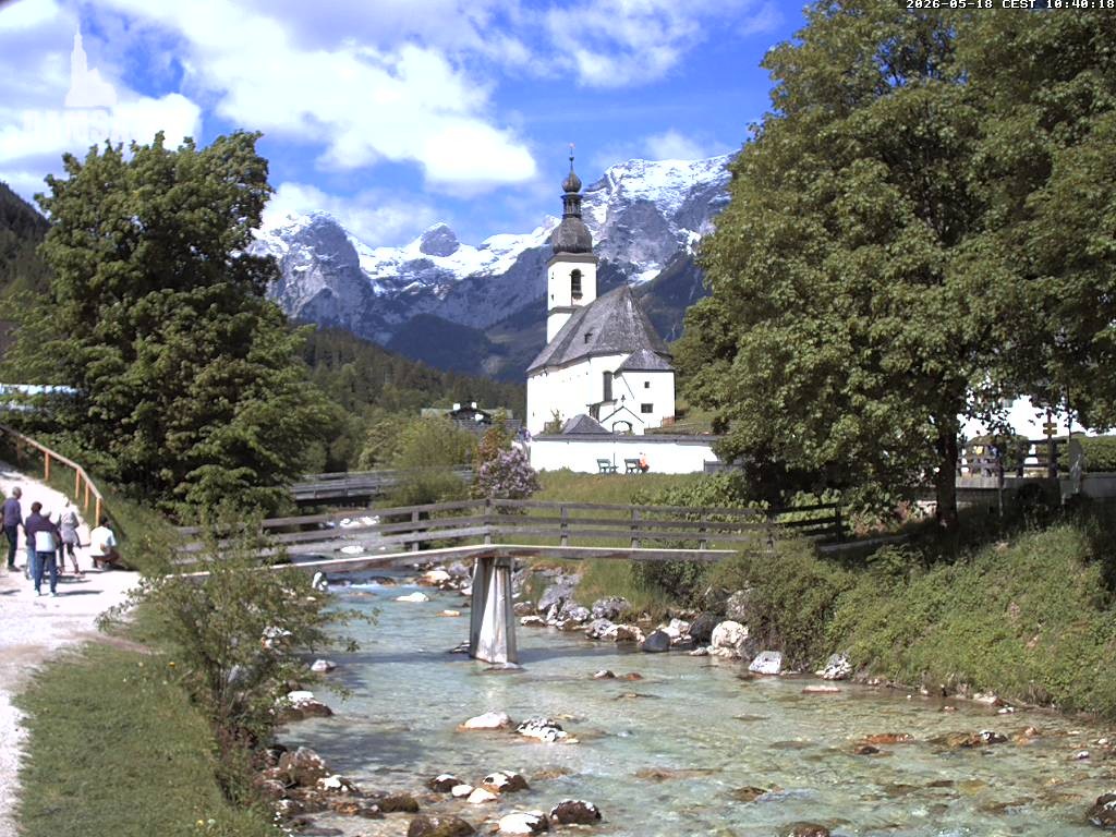 Archiv Foto Webcam Malerwinkel in Ramsau bei Berchtesgaden - Ortskirche St. Sebastian