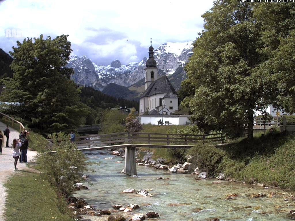 Archiv Foto Webcam Malerwinkel in Ramsau bei Berchtesgaden - Ortskirche St. Sebastian