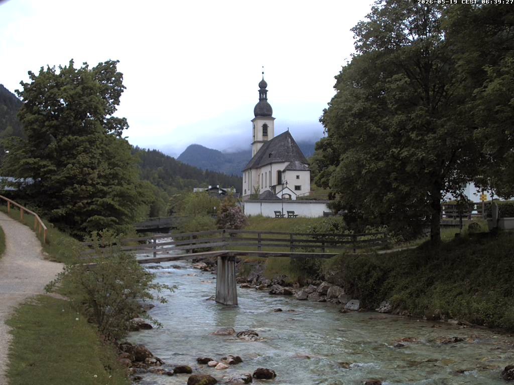 Archiv Foto Webcam Malerwinkel in Ramsau bei Berchtesgaden - Ortskirche St. Sebastian