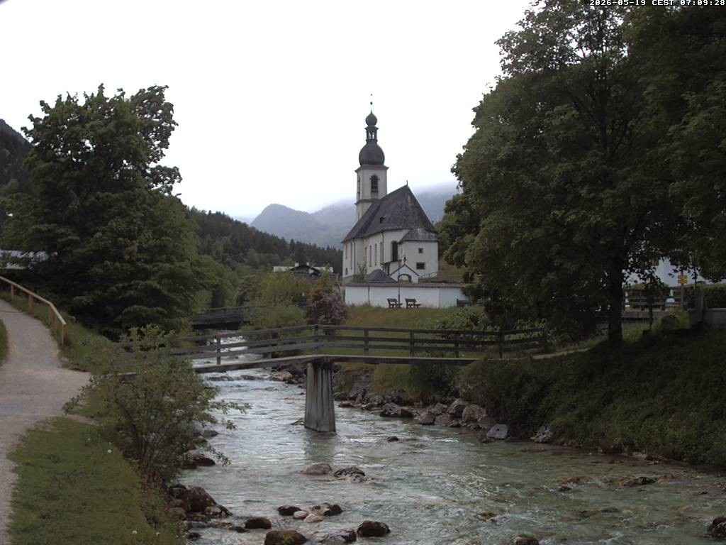 Archiv Foto Webcam Malerwinkel in Ramsau bei Berchtesgaden - Ortskirche St. Sebastian