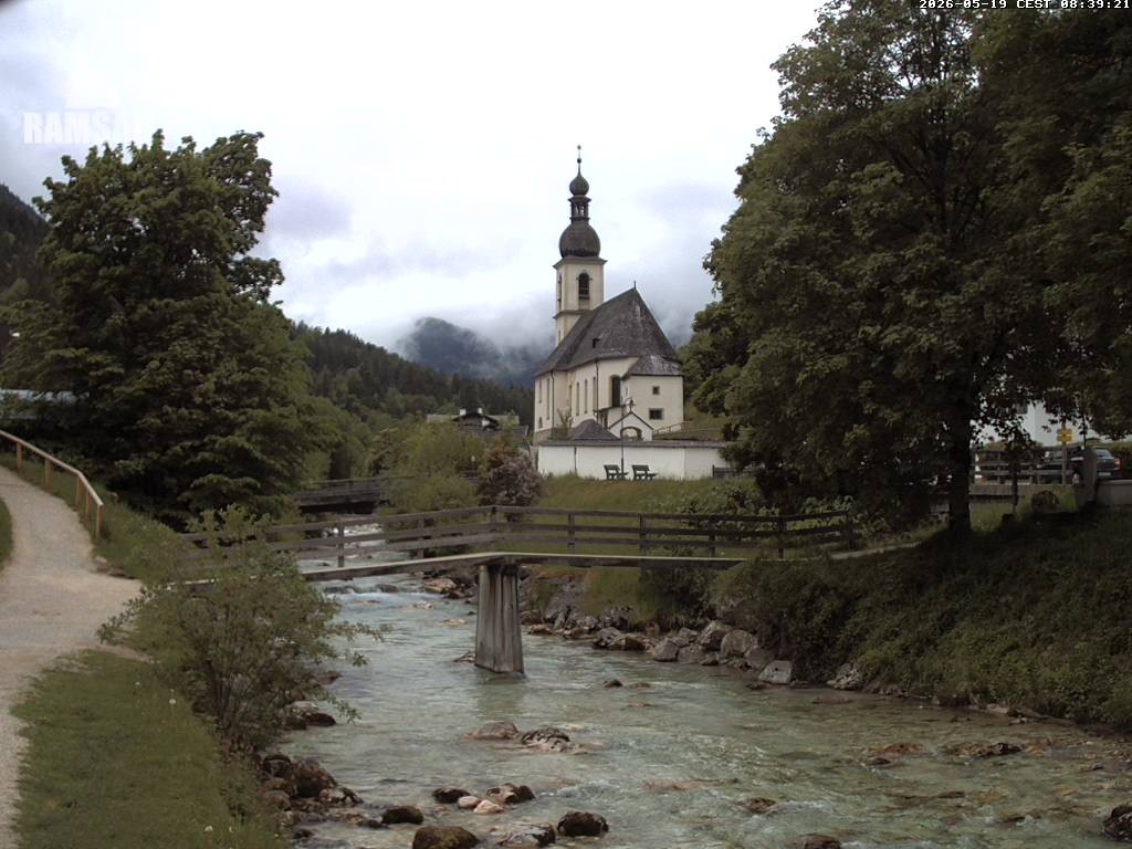 Archiv Foto Webcam Malerwinkel in Ramsau bei Berchtesgaden - Ortskirche St. Sebastian