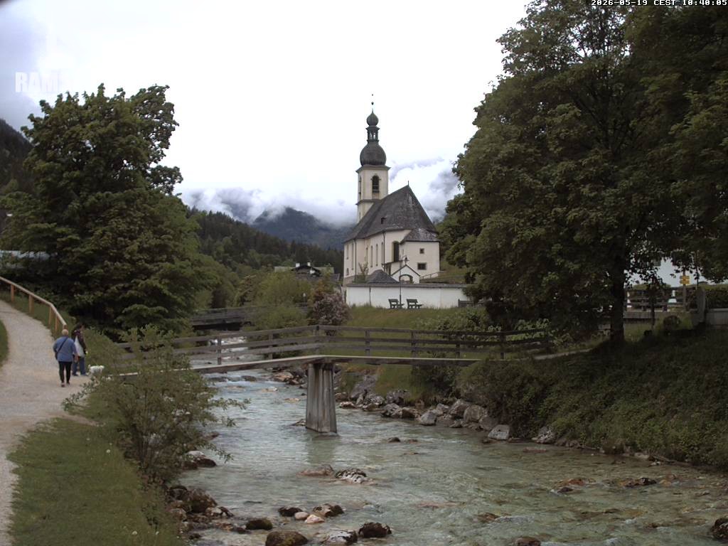 Archiv Foto Webcam Malerwinkel in Ramsau bei Berchtesgaden - Ortskirche St. Sebastian