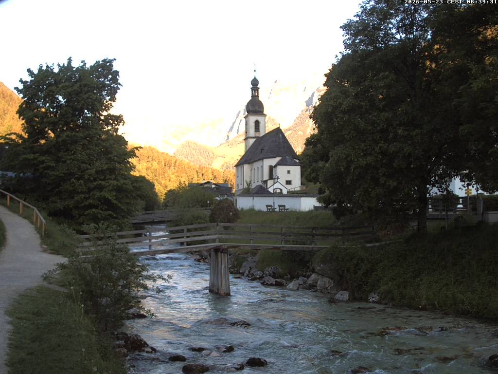 Archiv Foto Webcam Malerwinkel in Ramsau bei Berchtesgaden - Ortskirche St. Sebastian