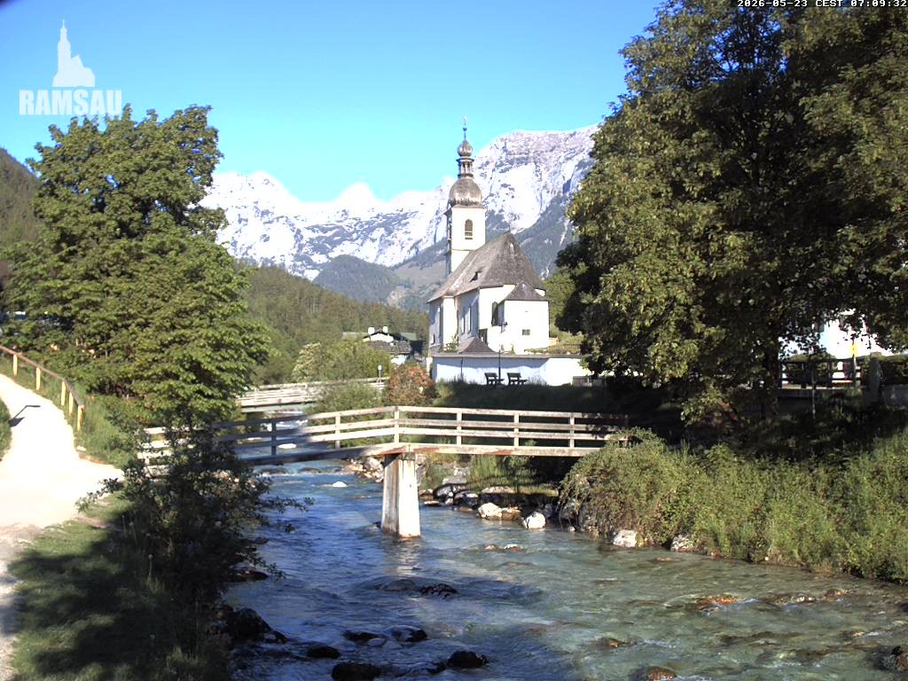 Archiv Foto Webcam Malerwinkel in Ramsau bei Berchtesgaden - Ortskirche St. Sebastian