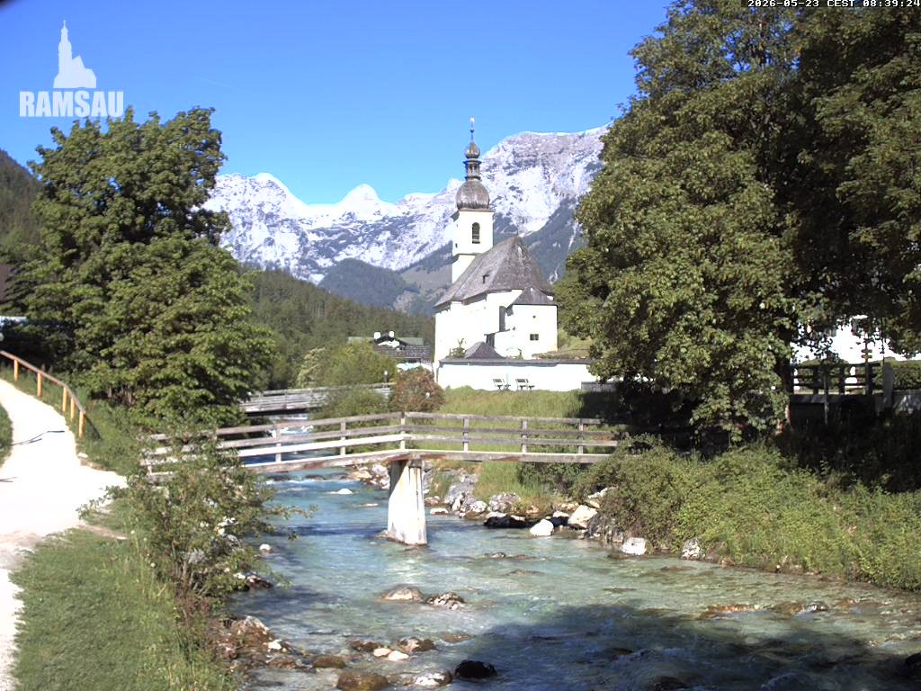 Archiv Foto Webcam Malerwinkel in Ramsau bei Berchtesgaden - Ortskirche St. Sebastian