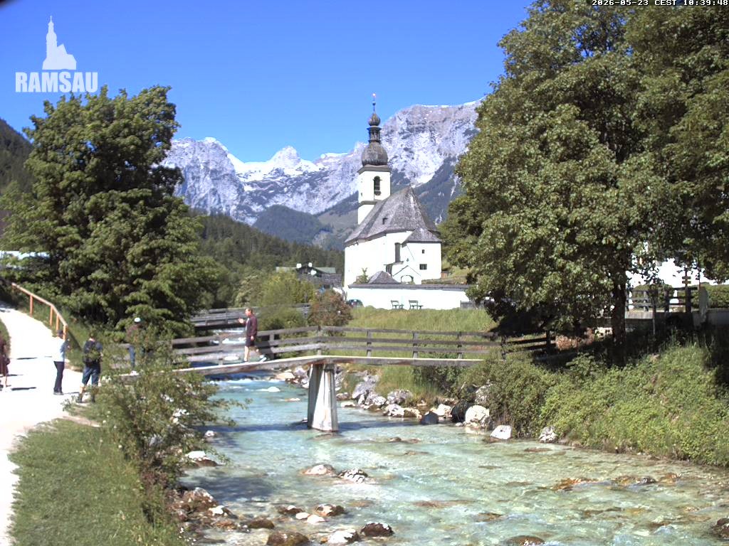 Archiv Foto Webcam Malerwinkel in Ramsau bei Berchtesgaden - Ortskirche St. Sebastian