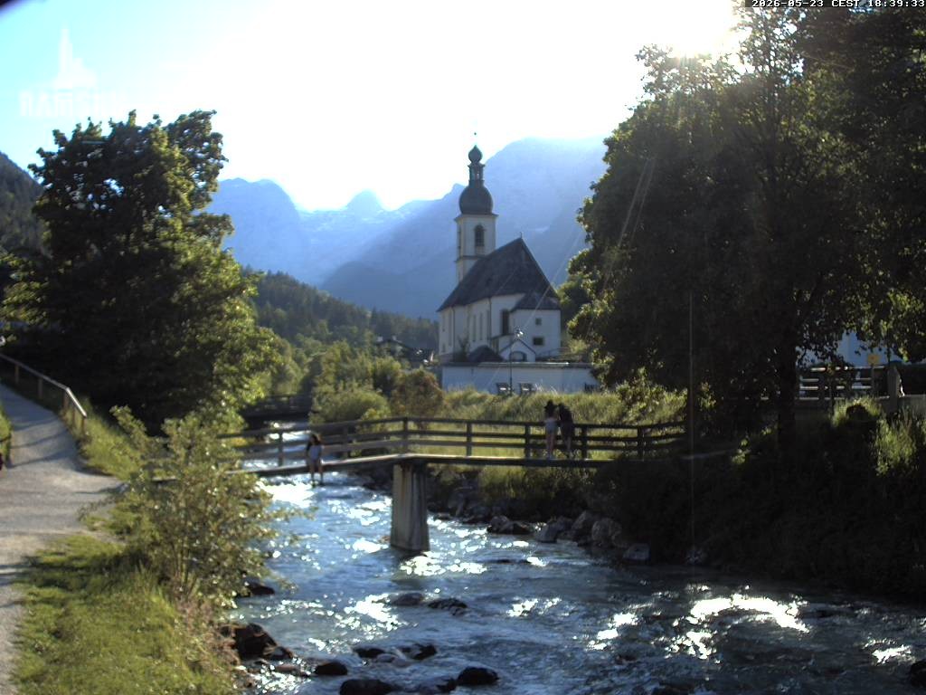 Archiv Foto Webcam Malerwinkel in Ramsau bei Berchtesgaden - Ortskirche St. Sebastian