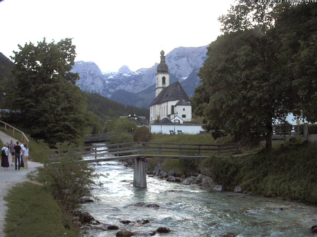 Archiv Foto Webcam Malerwinkel in Ramsau bei Berchtesgaden - Ortskirche St. Sebastian