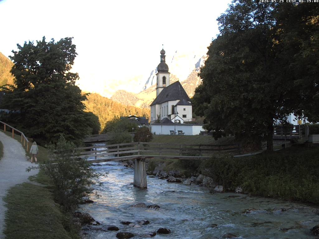Archiv Foto Webcam Malerwinkel in Ramsau bei Berchtesgaden - Ortskirche St. Sebastian