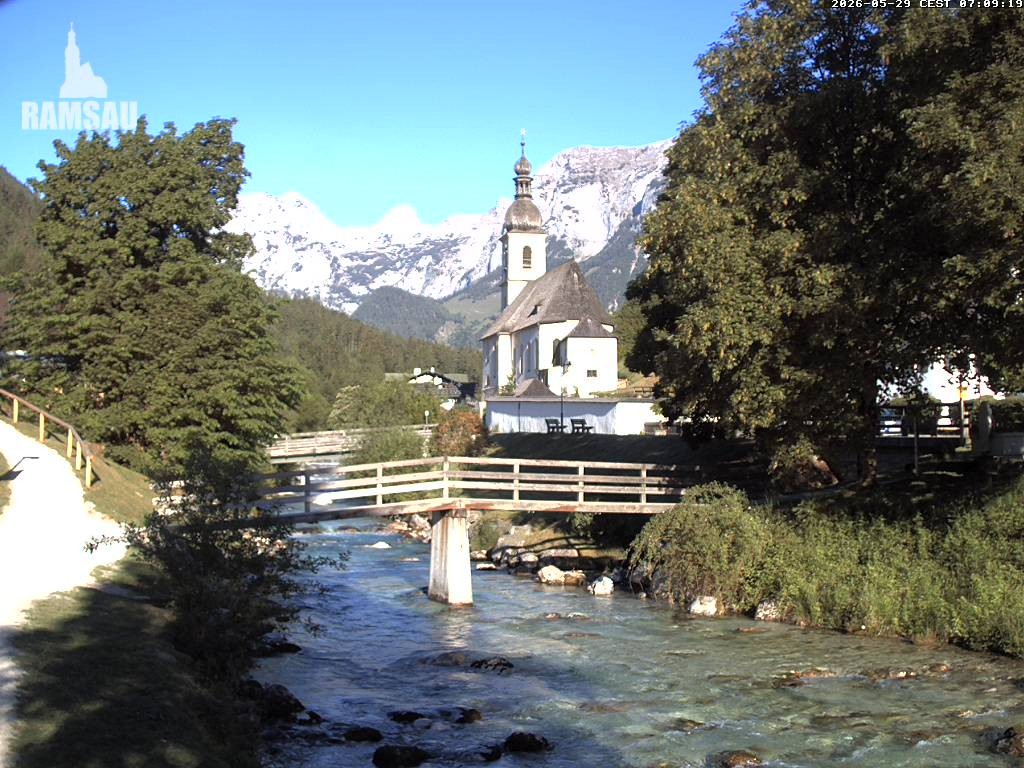 Archiv Foto Webcam Malerwinkel in Ramsau bei Berchtesgaden - Ortskirche St. Sebastian