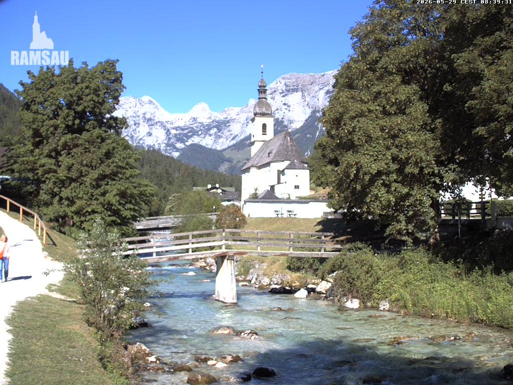 Archiv Foto Webcam Malerwinkel in Ramsau bei Berchtesgaden - Ortskirche St. Sebastian