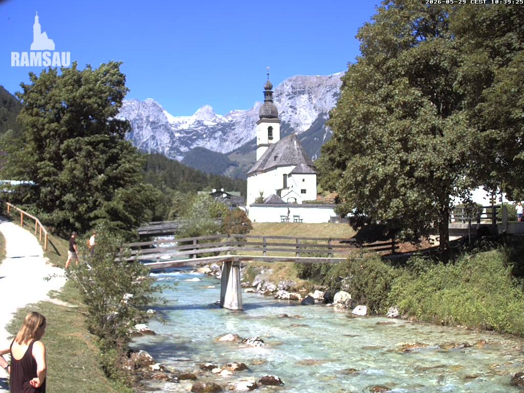 Archiv Foto Webcam Malerwinkel in Ramsau bei Berchtesgaden - Ortskirche St. Sebastian
