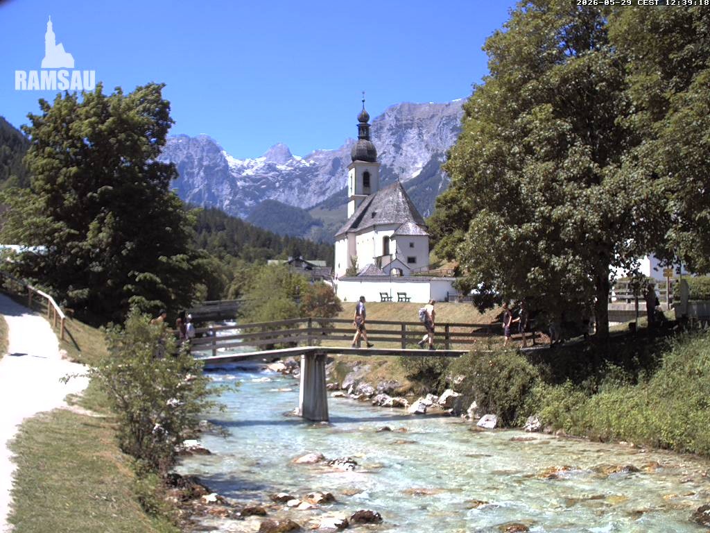Archiv Foto Webcam Malerwinkel in Ramsau bei Berchtesgaden - Ortskirche St. Sebastian
