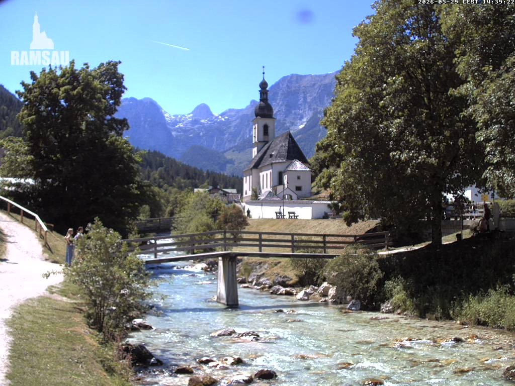 Archiv Foto Webcam Malerwinkel in Ramsau bei Berchtesgaden - Ortskirche St. Sebastian
