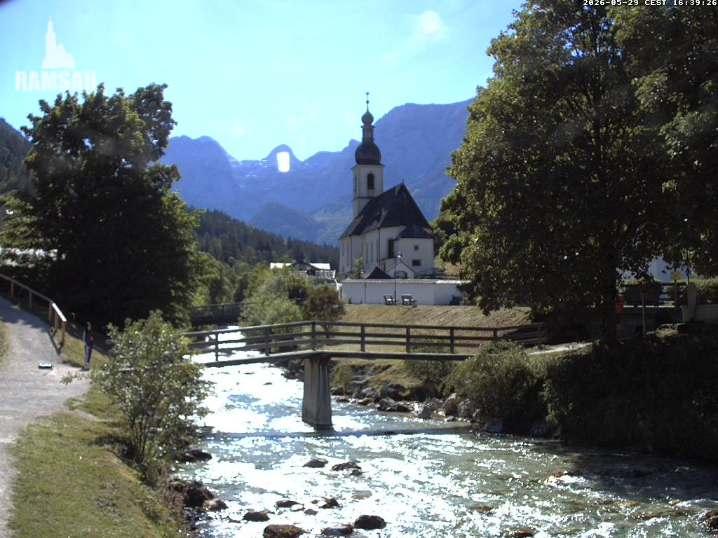 Archiv Foto Webcam Malerwinkel in Ramsau bei Berchtesgaden - Ortskirche St. Sebastian