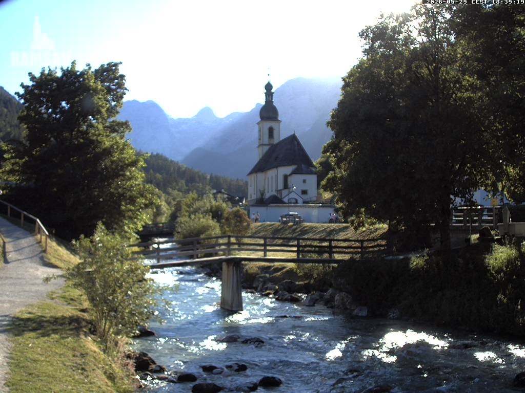 Archiv Foto Webcam Malerwinkel in Ramsau bei Berchtesgaden - Ortskirche St. Sebastian