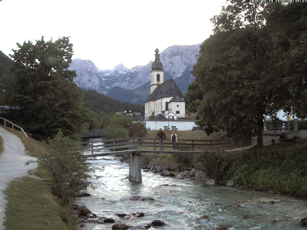 Archiv Foto Webcam Malerwinkel in Ramsau bei Berchtesgaden - Ortskirche St. Sebastian