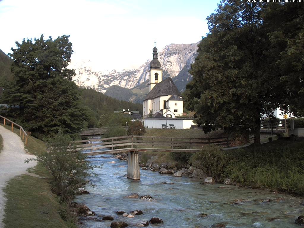 Archiv Foto Webcam Malerwinkel in Ramsau bei Berchtesgaden - Ortskirche St. Sebastian
