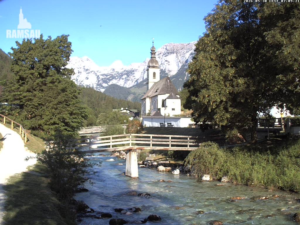 Archiv Foto Webcam Malerwinkel in Ramsau bei Berchtesgaden - Ortskirche St. Sebastian