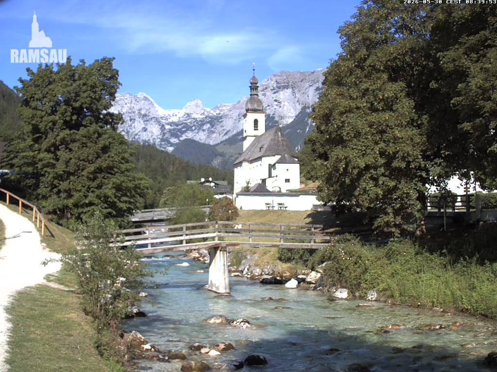 Archiv Foto Webcam Malerwinkel in Ramsau bei Berchtesgaden - Ortskirche St. Sebastian
