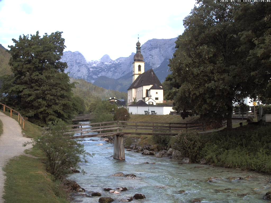 Archiv Foto Webcam Malerwinkel in Ramsau bei Berchtesgaden - Ortskirche St. Sebastian