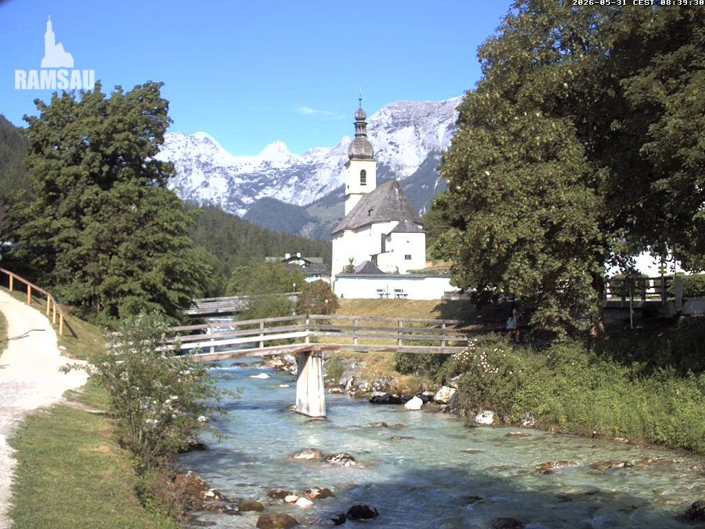 Archiv Foto Webcam Malerwinkel in Ramsau bei Berchtesgaden - Ortskirche St. Sebastian