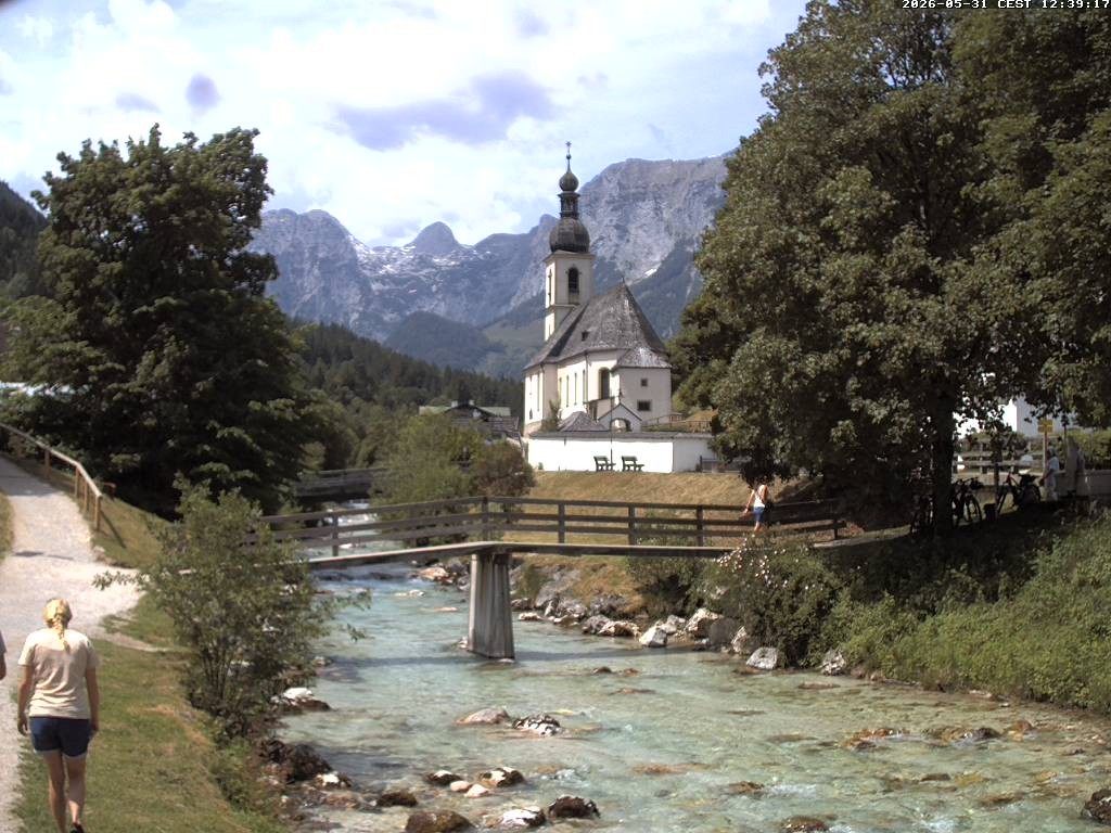 Archiv Foto Webcam Malerwinkel in Ramsau bei Berchtesgaden - Ortskirche St. Sebastian