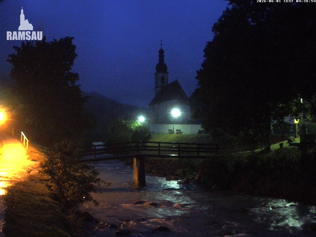 Archiv Foto Webcam Malerwinkel in Ramsau bei Berchtesgaden - Ortskirche St. Sebastian