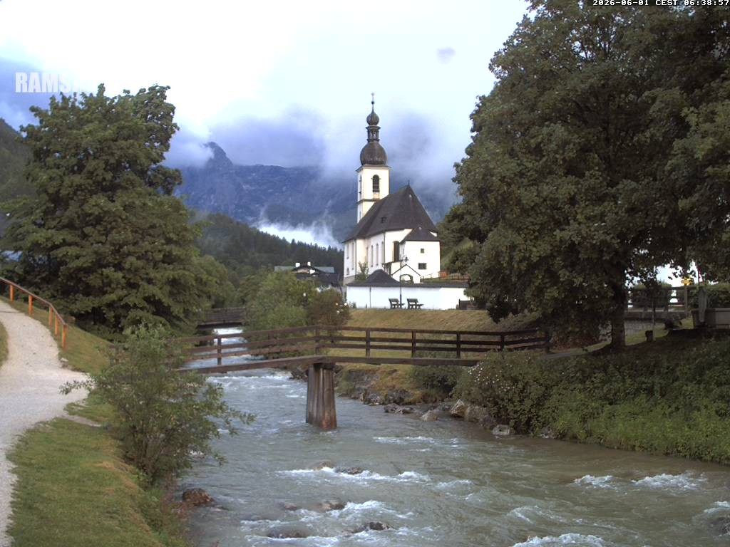 Archiv Foto Webcam Malerwinkel in Ramsau bei Berchtesgaden - Ortskirche St. Sebastian