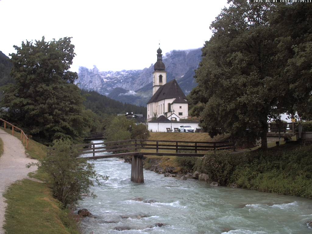 Archiv Foto Webcam Malerwinkel in Ramsau bei Berchtesgaden - Ortskirche St. Sebastian