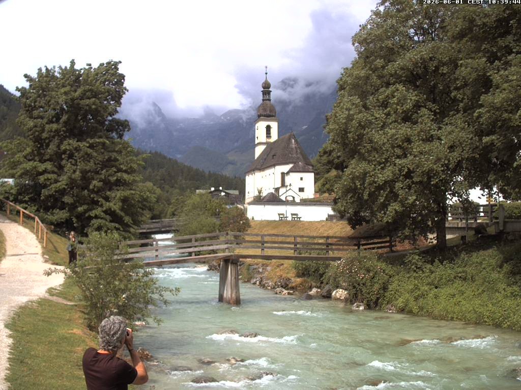 Archiv Foto Webcam Malerwinkel in Ramsau bei Berchtesgaden - Ortskirche St. Sebastian